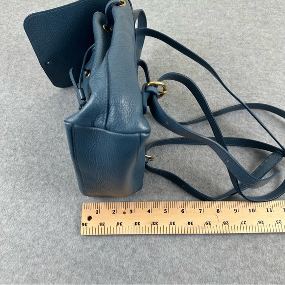 Il Bisonte Italy Genuine Leather Mezzomonte Mini Backpack Rucksack Blue Luxury - Picture 14 of 16